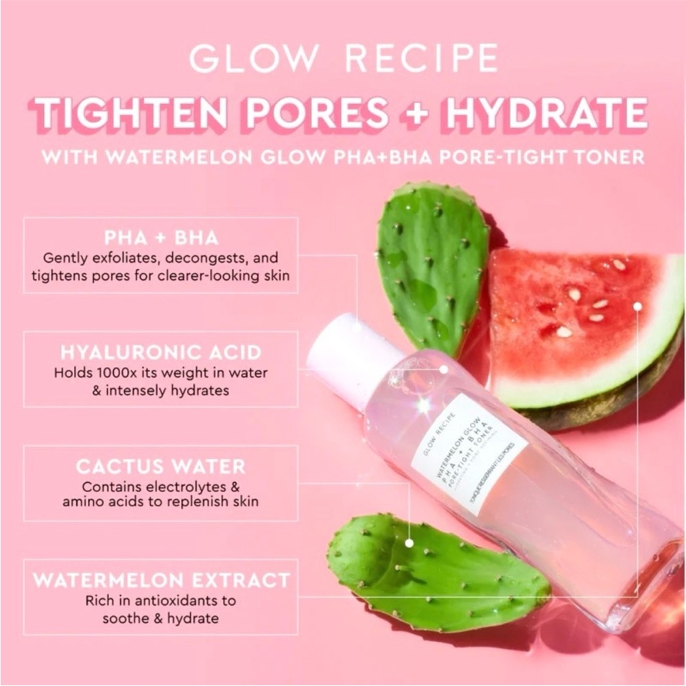 Watermelon Glow PHA + BHA Pore Tight Toner By Glow Recipe - Picture 2 of 2